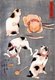 Japan: Four cats adopting different feline postures. Utagawa Kuniyoshi, a noted cat lover (1797/8 -1862)